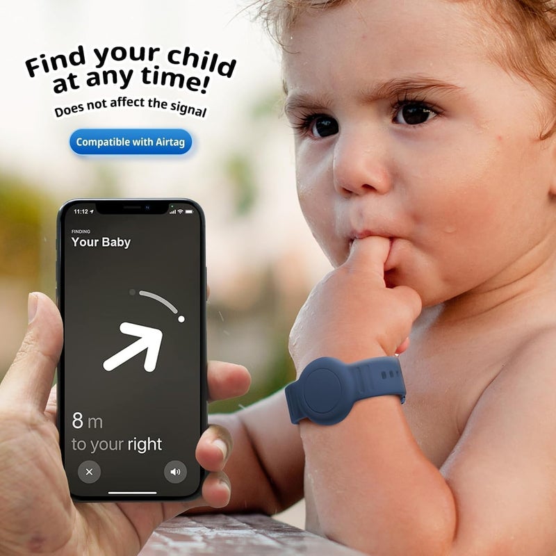 Foweroty for AirTag Bracelet for Kids, Waterproof Cute Print for Air tag Holder for Kids with Soft Silicone Full Coverage Anti-Lost Hidden for Airtag Wristband Accessories for Child, Midnight Blue - Image 5